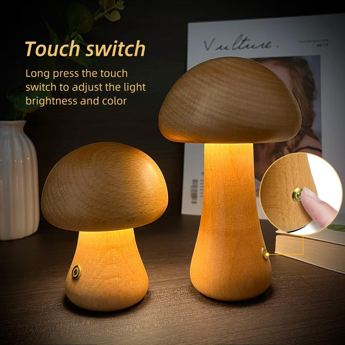 Wooden Cute Mushroom Lamps